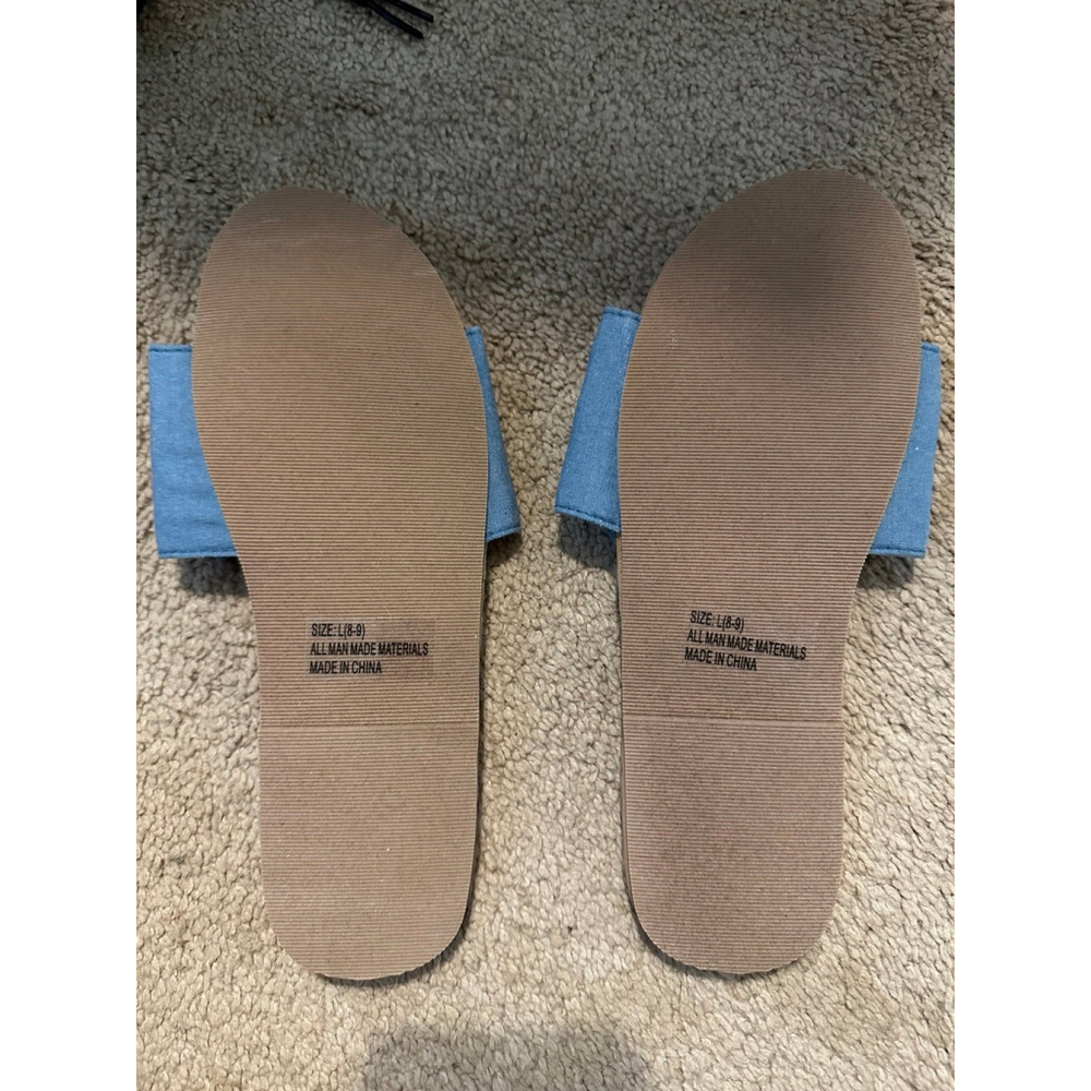 Sole Mates 1B0203FB Blue Chambray Bow Flip Flop Sandals 8-9 - Picture 2 of 4